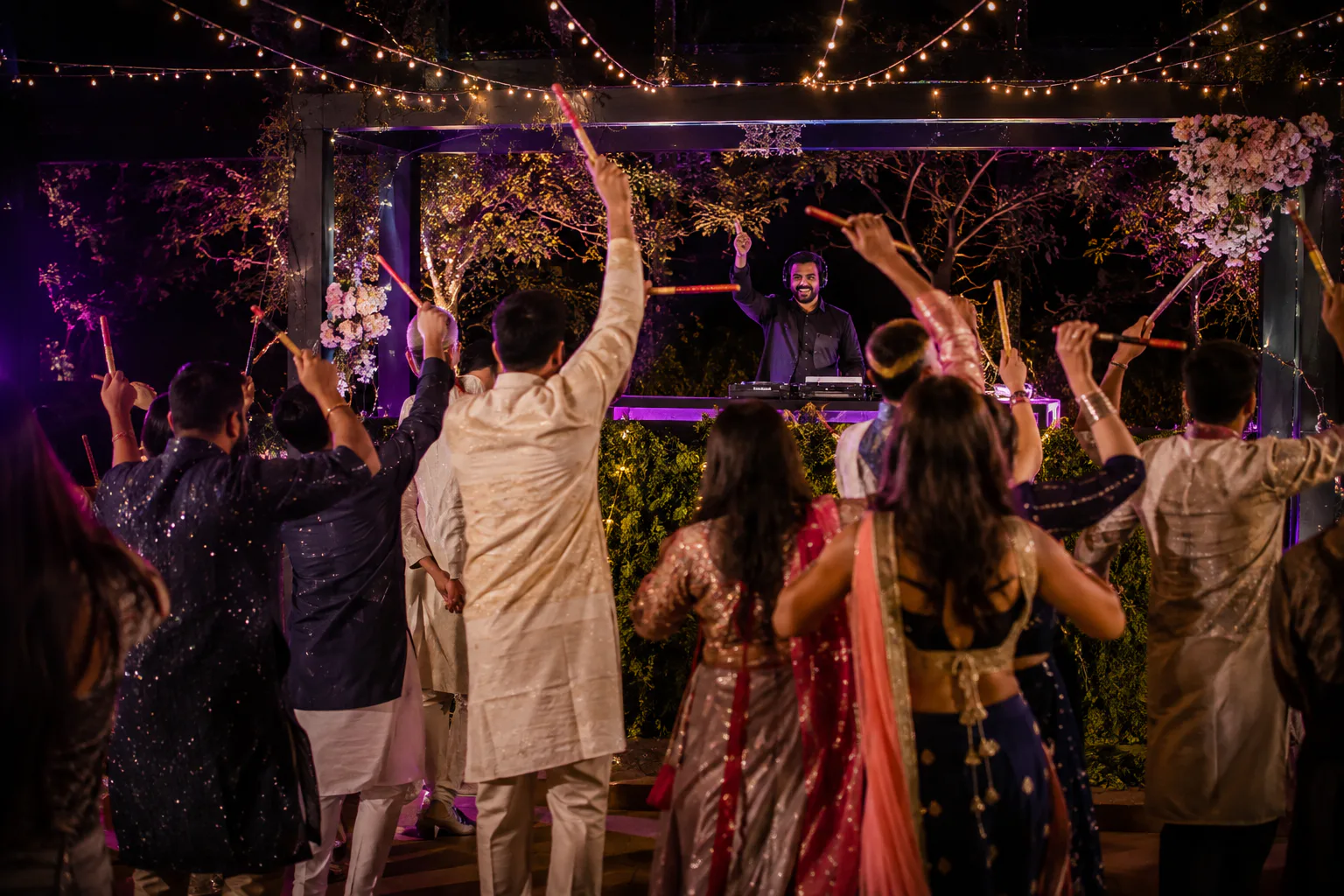 Promotional concept image: DJ performance with Dandiya guests.
